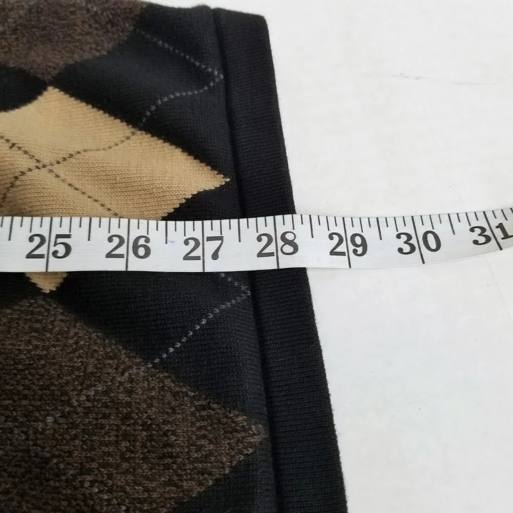 Dockers Argyle Sweater XXL Black Brown Tan Cotton Preppy Golf Grandpa Core